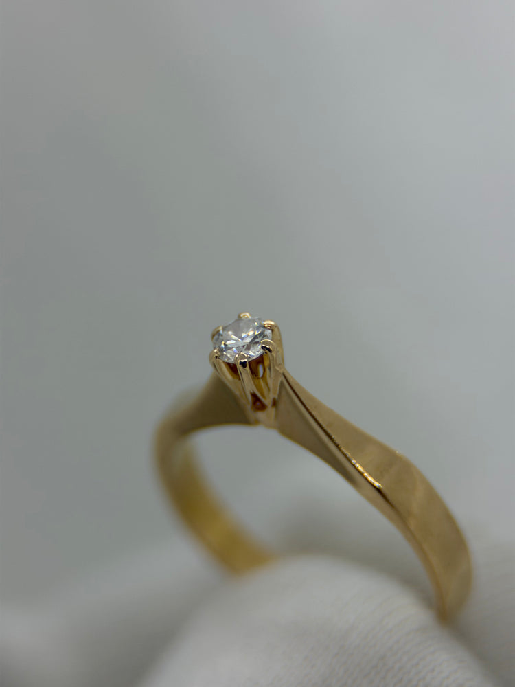 18K Solitär diamantring – 0.10 ct, Storlek 49
