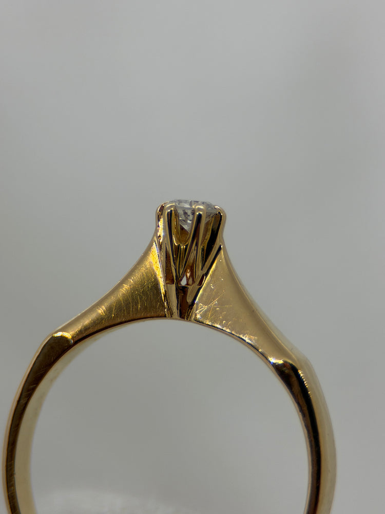 18K Solitär diamantring – 0.10 ct, Storlek 49