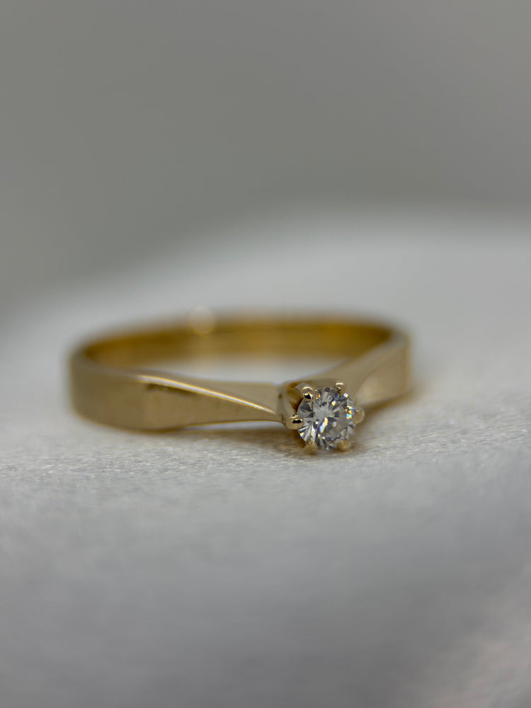 18K Solitär diamantring – 0.10 ct, Storlek 49