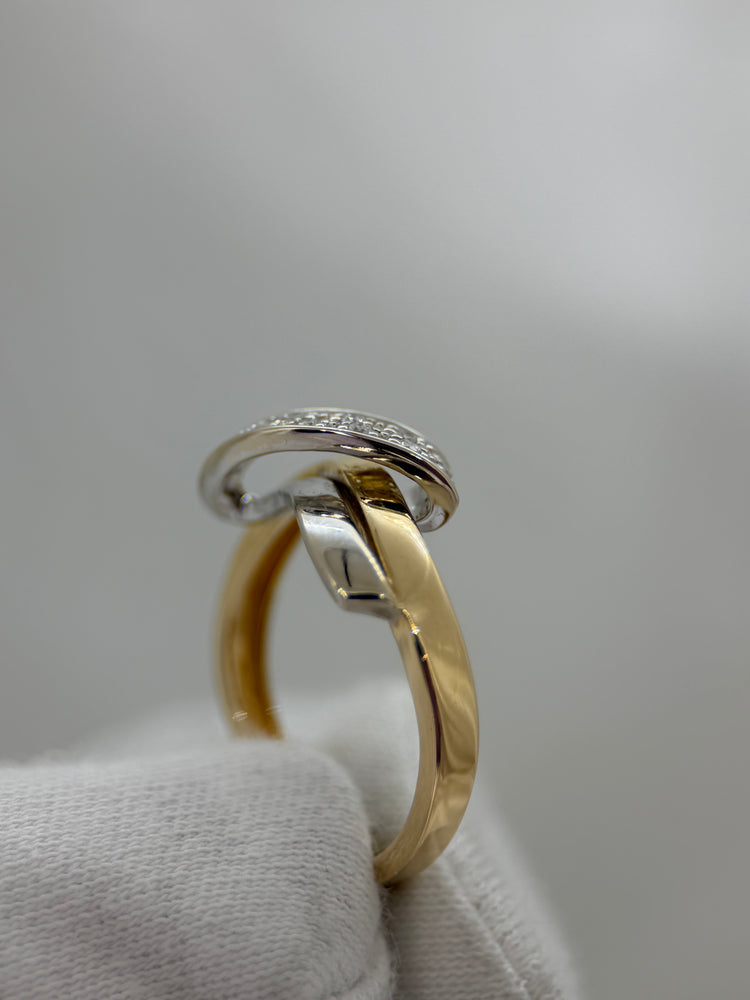 18K Diamantring crossover design – 0.02 ct, Storlek 55