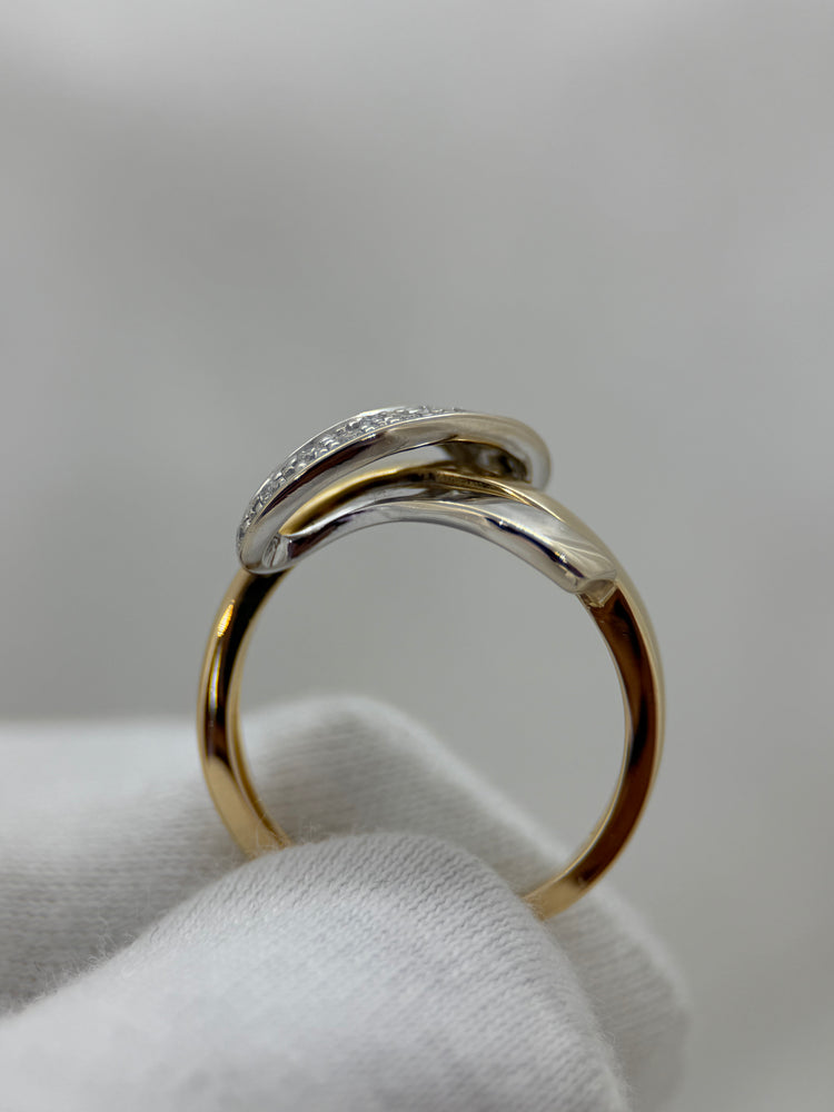 18K Diamantring crossover design – 0.02 ct, Storlek 55
