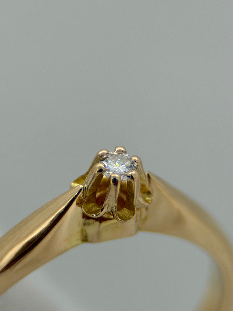 18K Solitär diamantring – 0.04 ct, Storlek 50