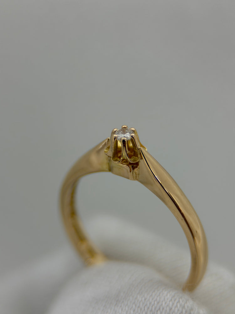 18K Solitär diamantring – 0.04 ct, Storlek 50