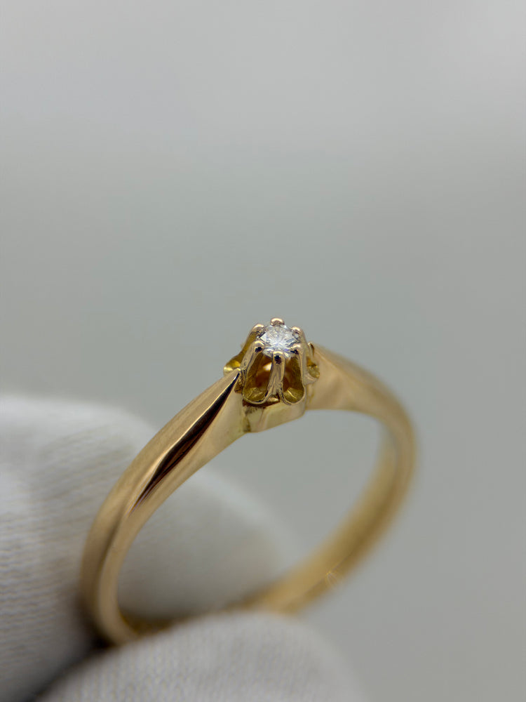 18K Solitär diamantring – 0.04 ct, Storlek 50