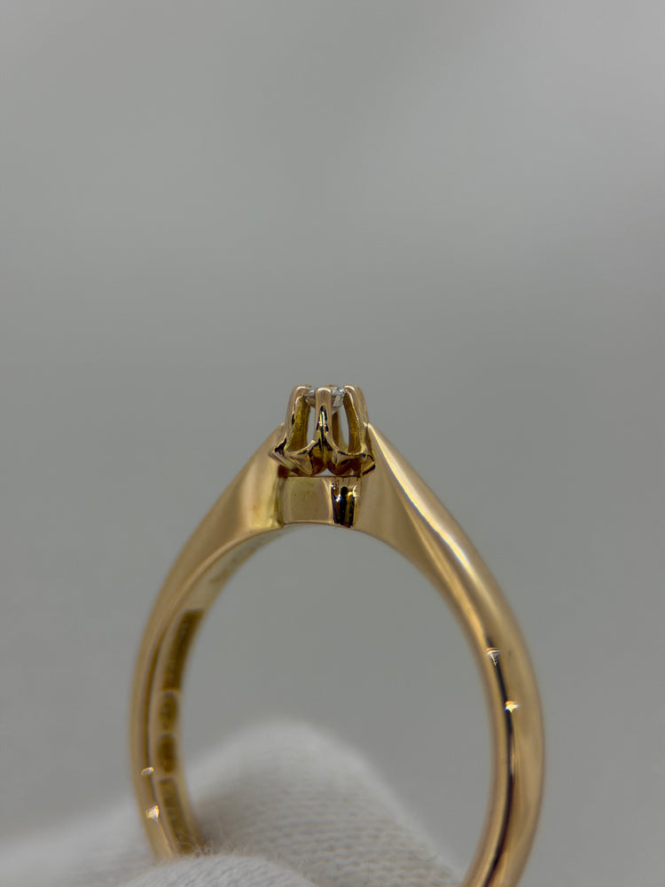 18K Solitär diamantring – 0.04 ct, Storlek 50