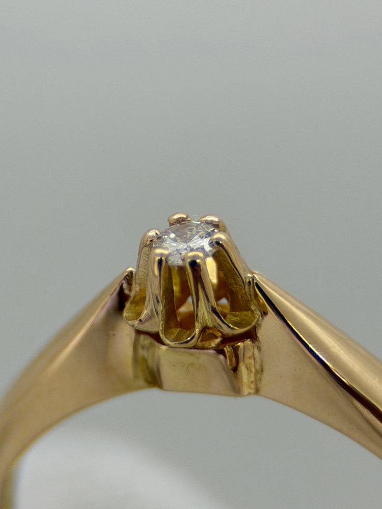 18K Solitär diamantring – 0.04 ct, Storlek 50