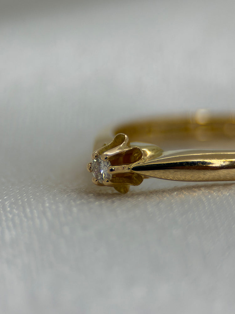18K Solitär diamantring – 0.04 ct, Storlek 50