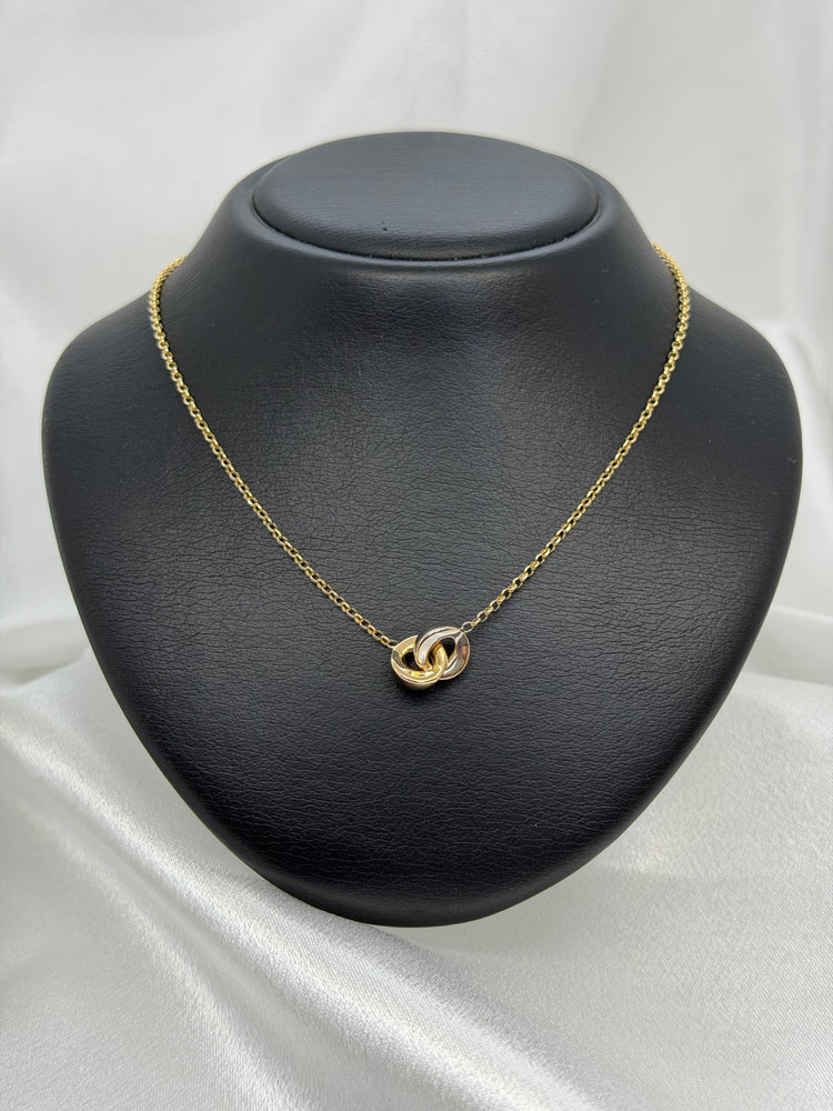 18K Guldhalsband – Tvåfärgad design, 45.5 cm