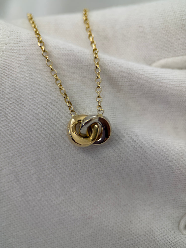 18K Guldhalsband – Tvåfärgad design, 45.5 cm