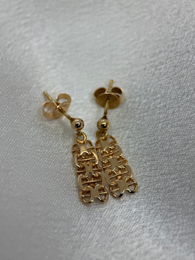 18K Gold X-Link Drop Earrings – 2.2g