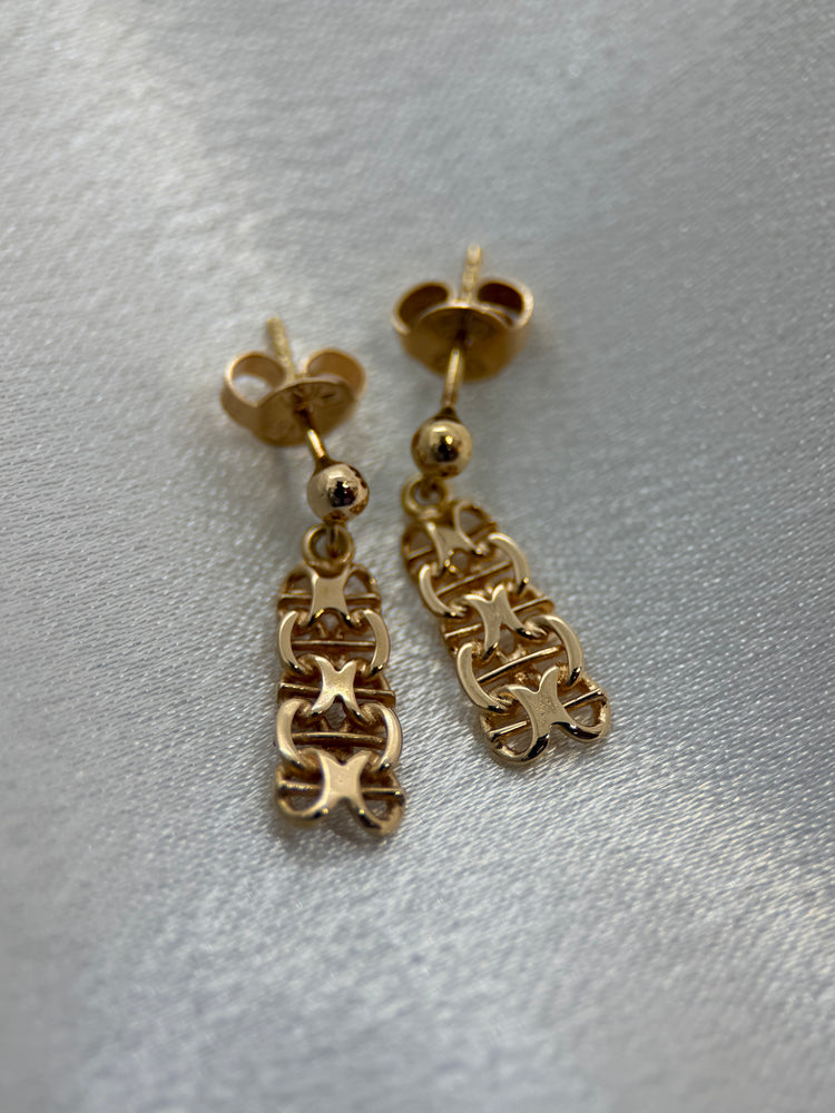 18K Gold X-Link Drop Earrings – 2.2g
