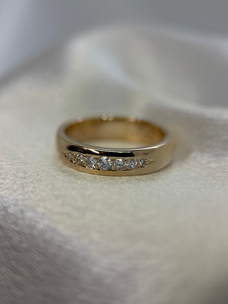 18K Diamantring i rödguld – 7 briljanter, 0.17 ct, Storlek 50