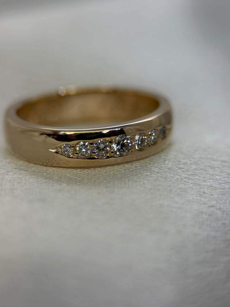 18K Diamantring i rödguld – 7 briljanter, 0.17 ct, Storlek 50