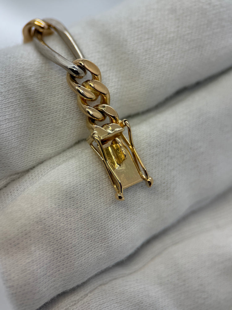 18K Figaro armband i röd- och vitguld – 23.2g, 19 cm