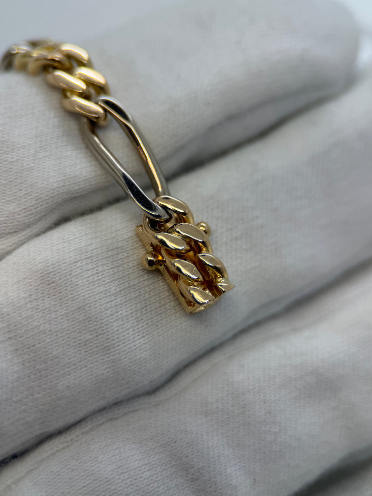 18K Figaro armband i röd- och vitguld – 23.2g, 19 cm