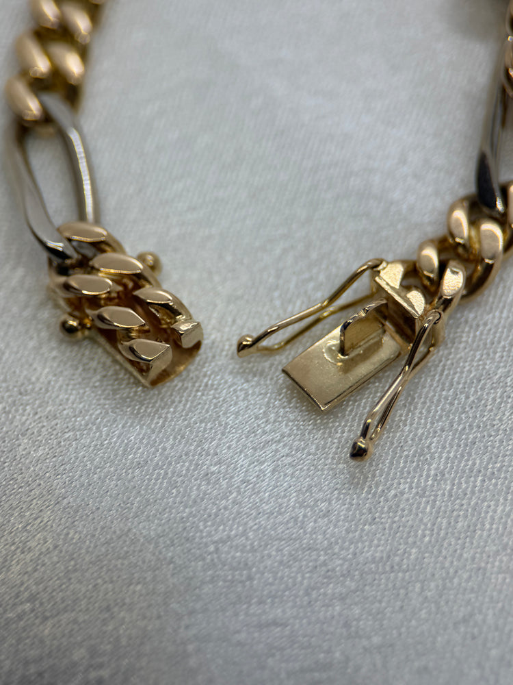18K Figaro armband i röd- och vitguld – 23.2g, 19 cm