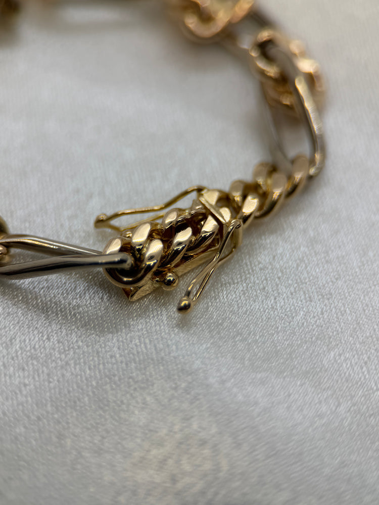 18K Figaro armband i röd- och vitguld – 23.2g, 19 cm