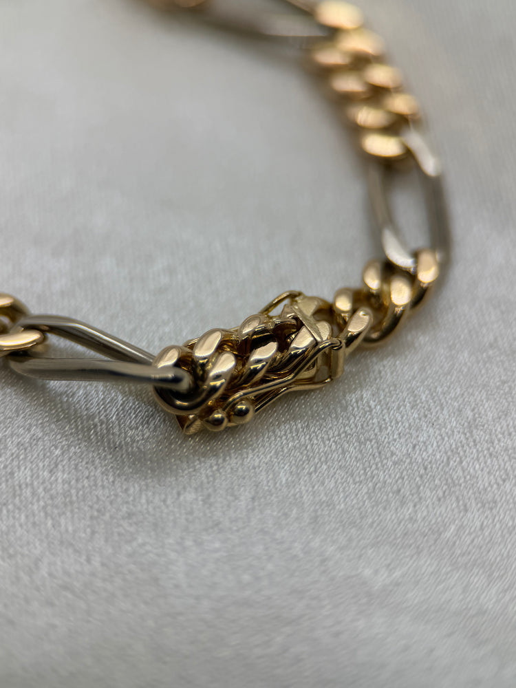18K Figaro armband i röd- och vitguld – 23.2g, 19 cm