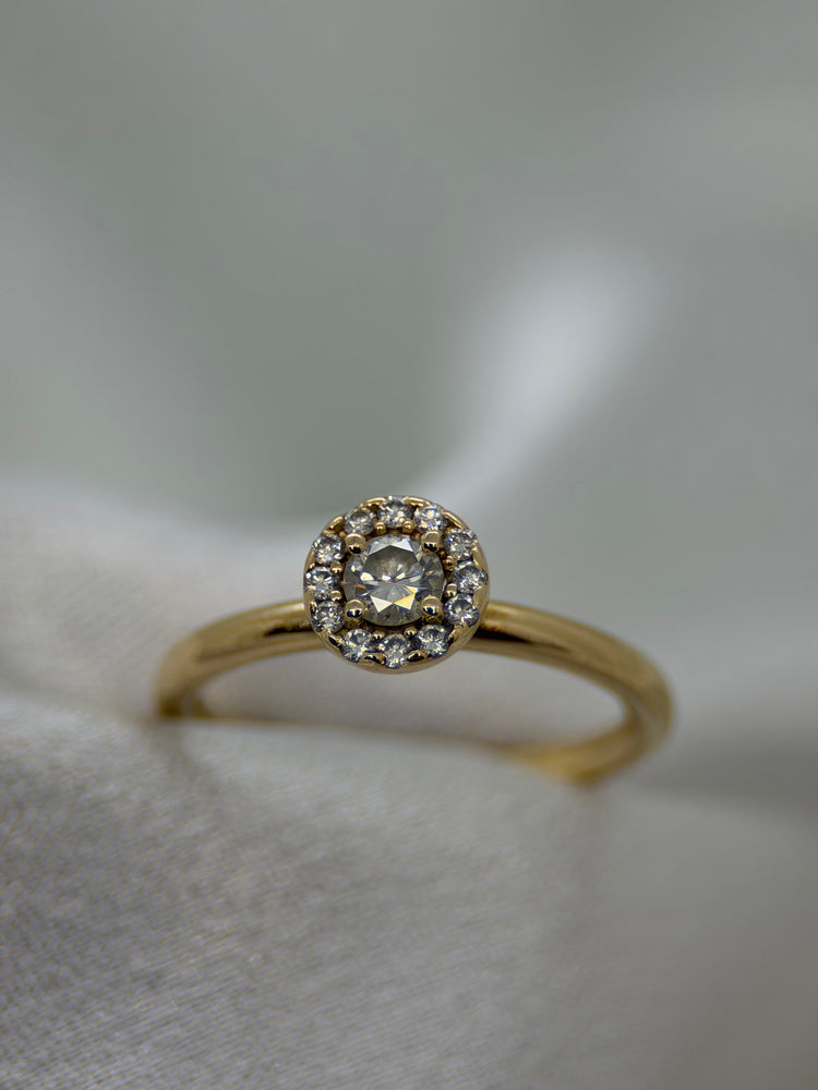 18K Klusterring med diamanter – 0.20 ct, Storlek 51.5