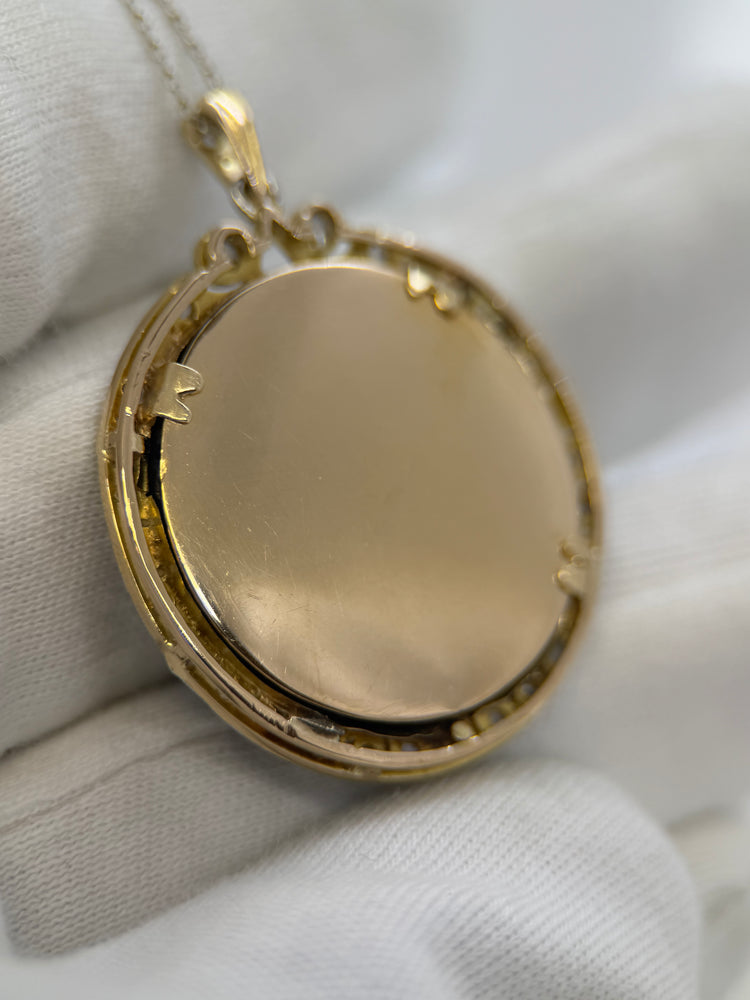 18K Sodalit & Diamant Halsband med Hänge – Sen 1800-tal/Tidigt 1900-tal