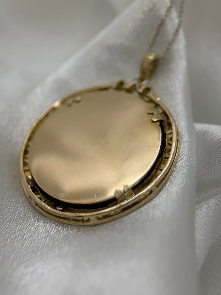 18K Sodalit & Diamant Halsband med Hänge – Sen 1800-tal/Tidigt 1900-tal