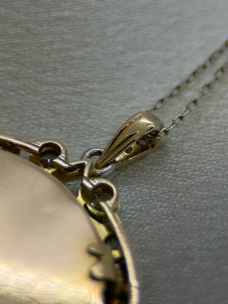 18K Sodalit & Diamant Halsband med Hänge – Sen 1800-tal/Tidigt 1900-tal