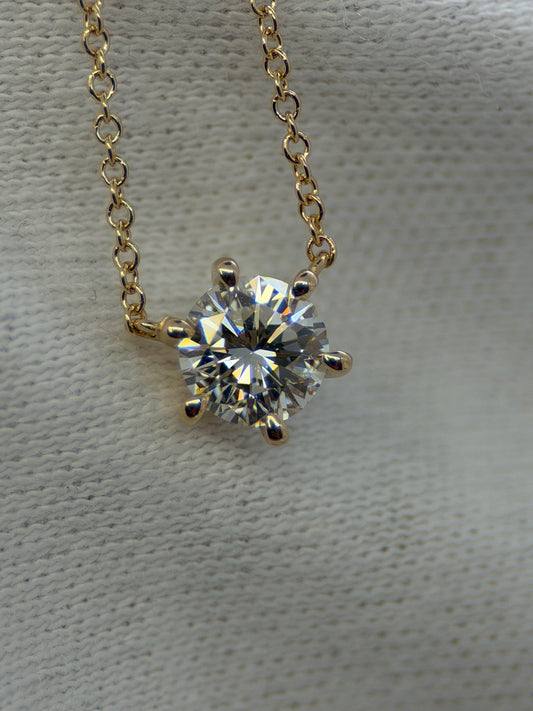 18K Gold Necklace with Diamond Pendant – 0.58 ct, 42.5–45.5 cm