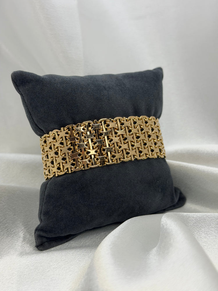 18K Armband i rödguld – X-länkskedja med stav, 67.3g, 19 cm