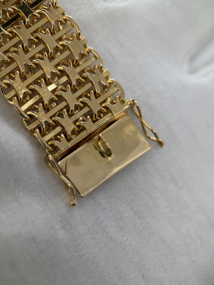 18K Armband i rödguld – X-länkskedja med stav, 67.3g, 19 cm