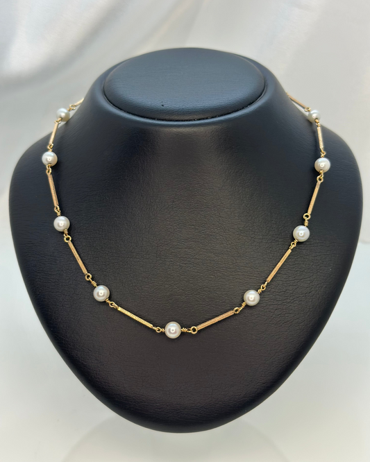 14K Halsband med Odlade Pärlor