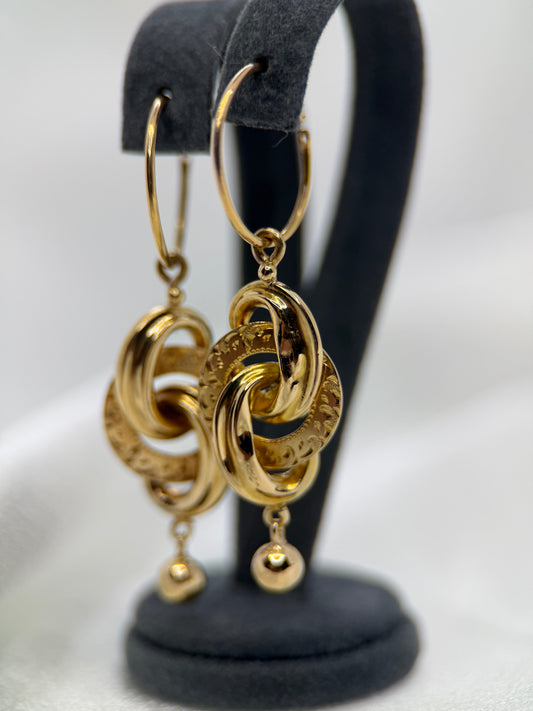 Gold Earrings, 1874 – Woven Disc Motifs, 4.8 cm