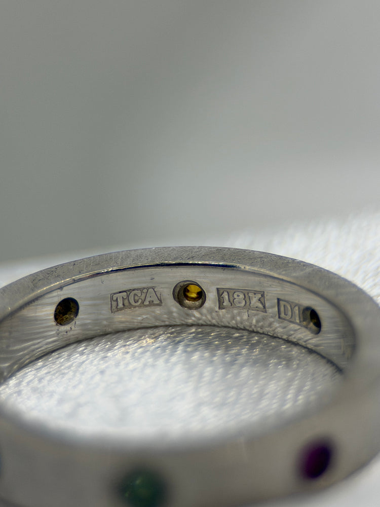 18K Diamantring – Regnbågsfärgad, Storlek 50