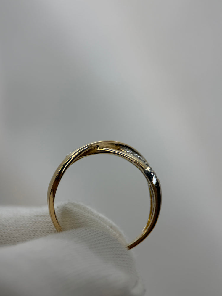 18K Trippelbandsring med diamanter – Tvåtonig design, Storlek 56