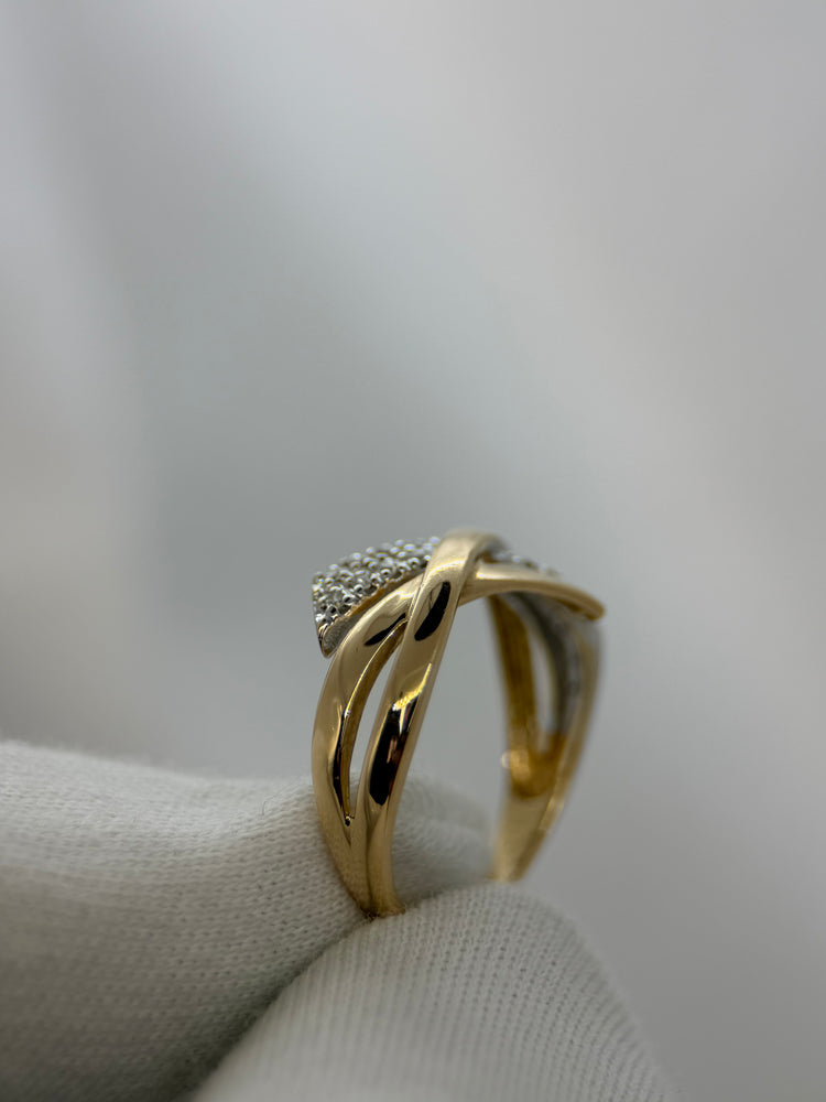 18K Trippelbandsring med diamanter – Tvåtonig design, Storlek 56