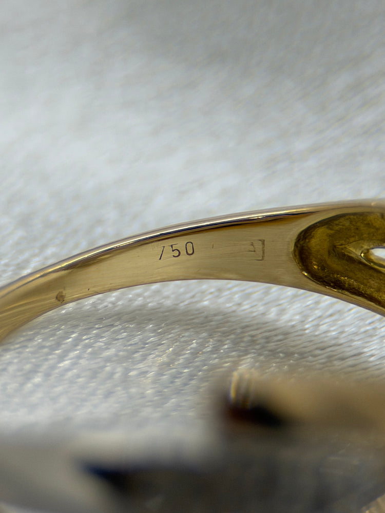 18K Trippelbandsring med diamanter – Tvåtonig design, Storlek 56