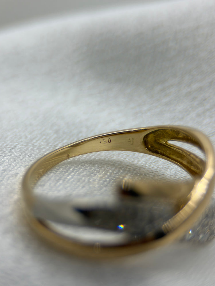 18K Trippelbandsring med diamanter – Tvåtonig design, Storlek 56