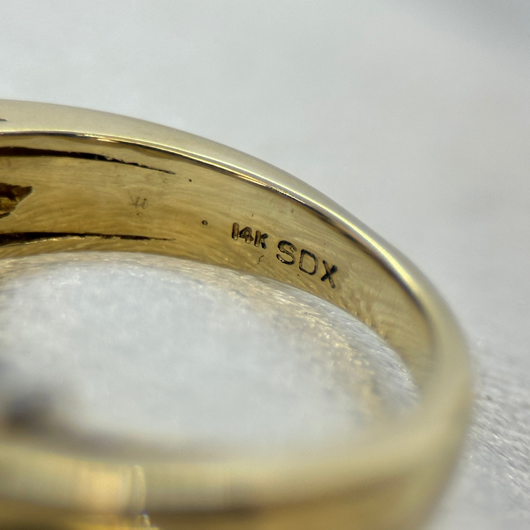 14K Diamond Ring with Heart Motifs