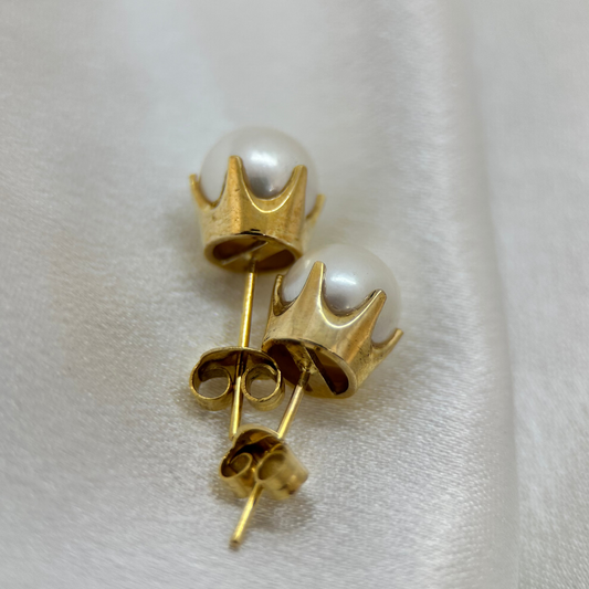 18K Örhängen med odlade pärlor 8-8,5 mm