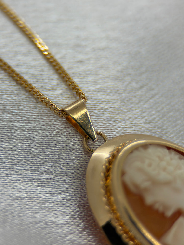 18K Skalcamé set – Hänge & örhängen, damporträtt