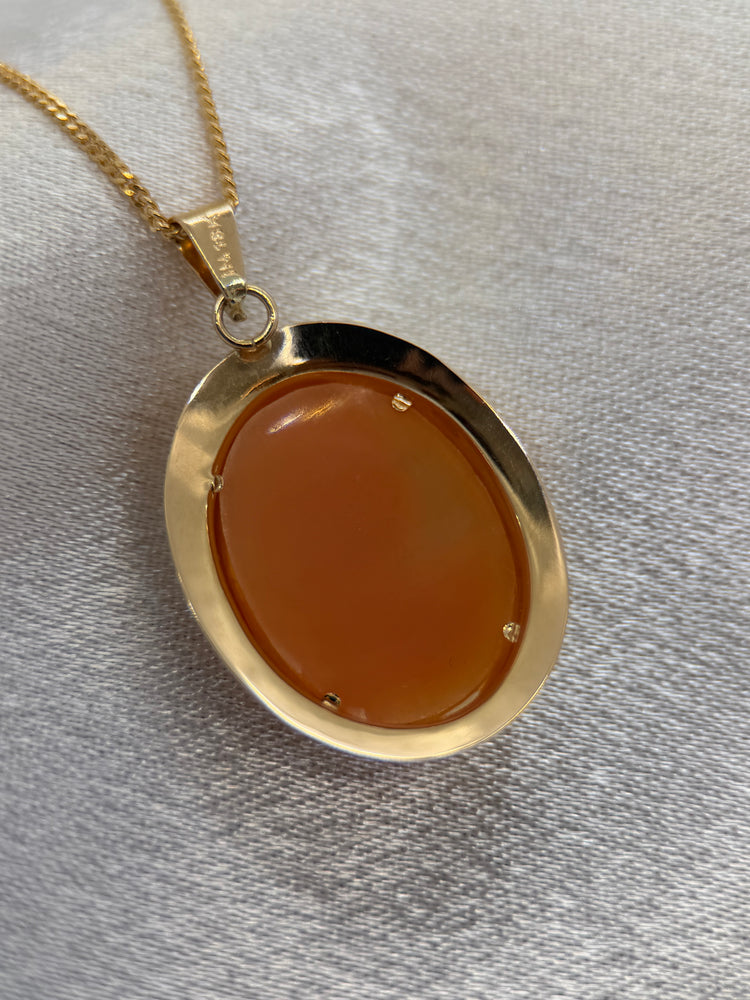 18K Skalcamé set – Hänge & örhängen, damporträtt