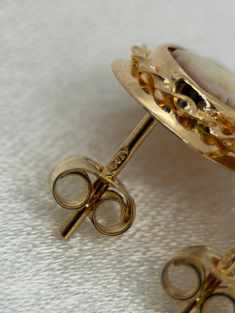 18K Skalcamé set – Hänge & örhängen, damporträtt