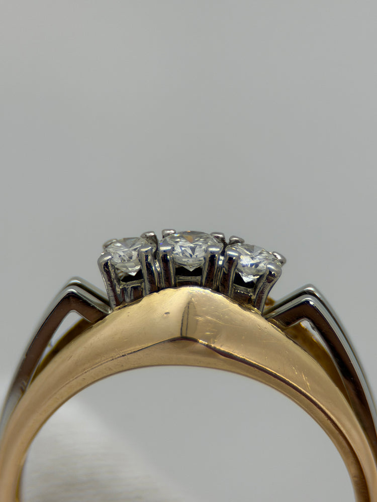 18K Two-Tone Diamond Ring – 0.30 ct, Size 54