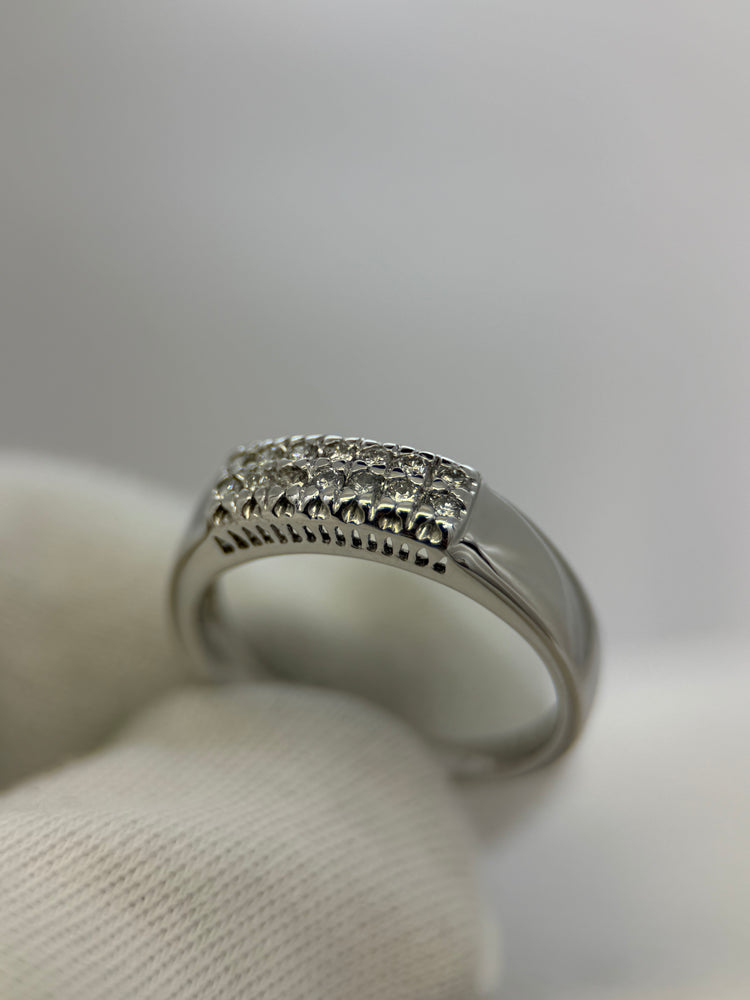 18K Dubbel Diamantring – 0.14 ct, Storlek 56