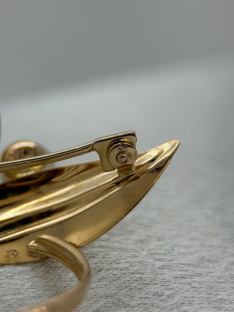 18K Bladbrosch med odlad pärla – Rödguld, 3.5 cm