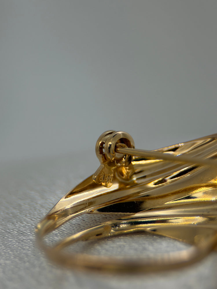 18K Bladbrosch med odlad pärla – Rödguld, 3.5 cm