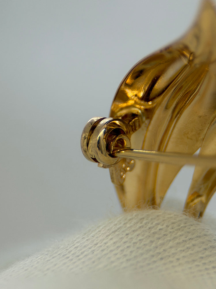 18K Bladbrosch med odlad pärla – Rödguld, 3.5 cm