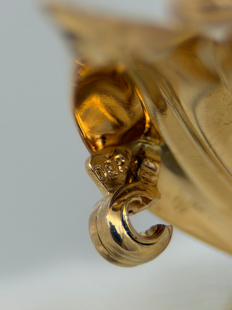18K Bladbrosch med odlad pärla – Rödguld, 3.5 cm