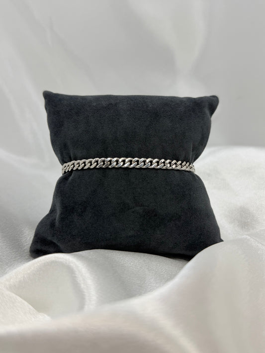 14K Pansarlänk armband i vitguld – 16.9g, 18.5 cm