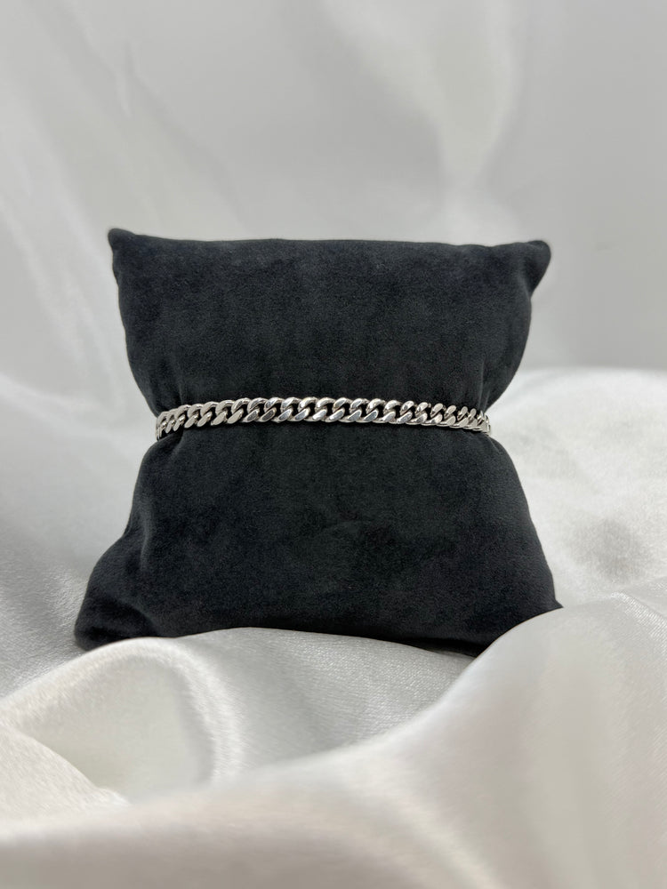 14K Pansarlänk armband i vitguld – 16.9g, 18.5 cm