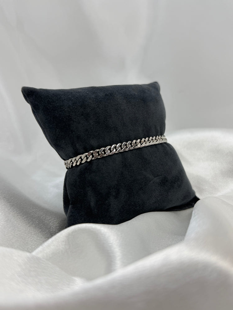 14K Pansarlänk armband i vitguld – 16.9g, 18.5 cm